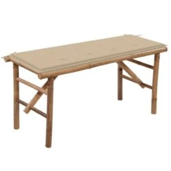 Banc De Jardin Pliable Avec Coussin 118 Cm Bambou 25