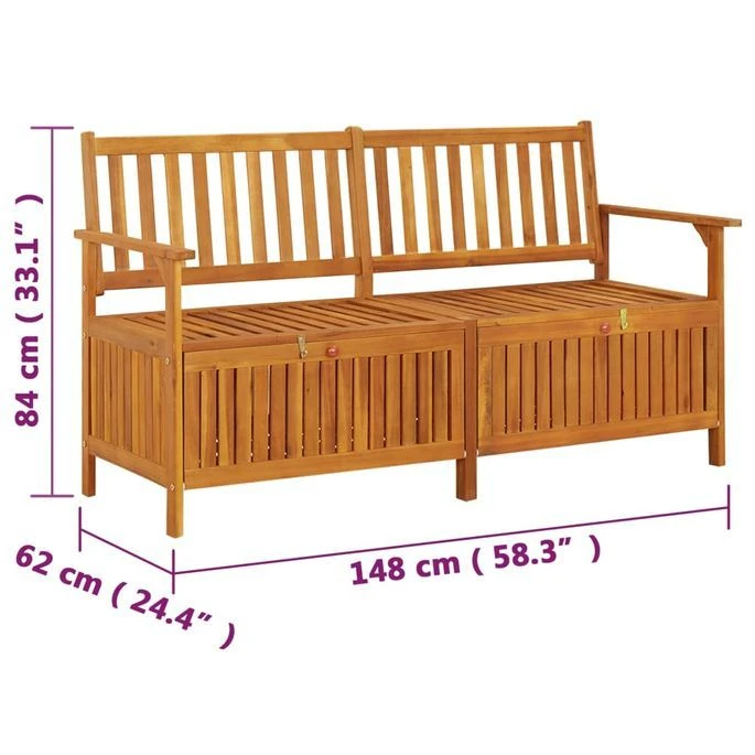 Banc De Rangement 148 Cm Bois D'acacia Solide 8 Banc De Rangement 148 Cm Bois D'acacia Solide – Image 8