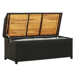 Banc De Rangement Acacia Massif Et Résine Tressée Noire Toplu -Esprit Plein Air banc de rangement acacia massif et resine tressee noire toplu 3666722558877 385488
