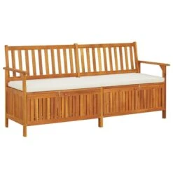 Banc De Rangement Avec Coussin 170 Cm Bois D'acacia Solide
