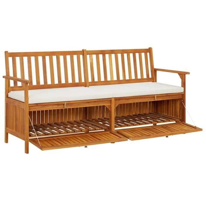 Banc De Rangement Avec Coussin 170 Cm Bois D'acacia Solide 3 Banc De Rangement Avec Coussin 170 Cm Bois D'acacia Solide – Image 3