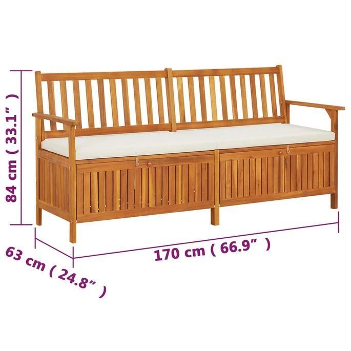 Banc De Rangement Avec Coussin 170 Cm Bois D'acacia Solide 8 Banc De Rangement Avec Coussin 170 Cm Bois D'acacia Solide – Image 8