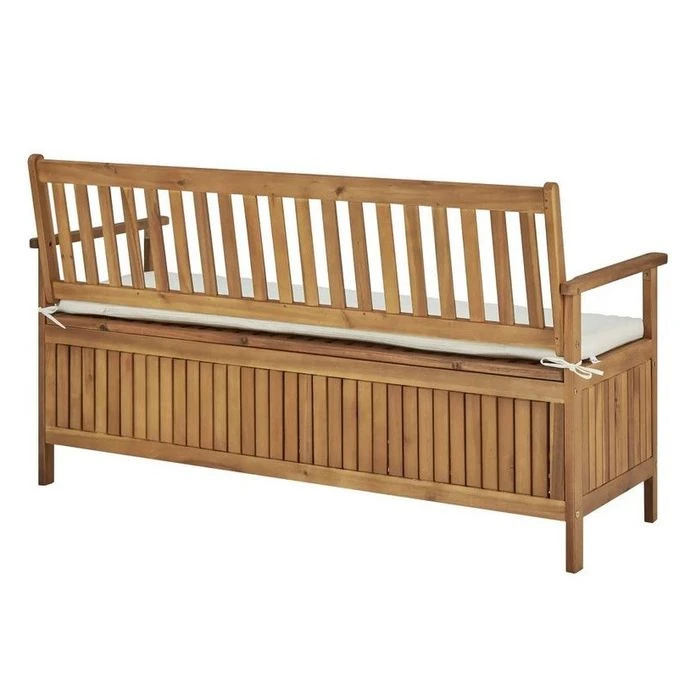 Banc De Rangement Avec Coussin Acacia Massif Foncé Tulak 148 Cm 3 Banc De Rangement Avec Coussin Acacia Massif Foncé Tulak 148 Cm – Image 3