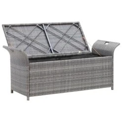 Banc De Rangement Avec Coussin Gris 138 Cm Résine Tressée -Esprit Plein Air banc de rangement avec coussin gris 138 cm resine tressee 3666722930130 980842