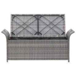 Banc De Rangement Avec Coussin Gris 138 Cm Résine Tressée -Esprit Plein Air banc de rangement avec coussin gris 138 cm resine tressee 3666722930130 980843