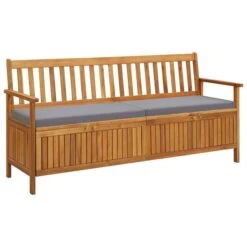 Banc De Rangement De Jardin Avec Coussin 170 Cm Bois D'acacia