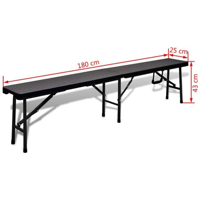 Bancs De Jardin Pliables 2 Pcs 180 Cm PEHD Noir 7 Bancs De Jardin Pliables 2 Pcs 180 Cm PEHD Noir – Image 7