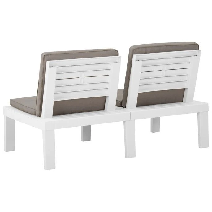 Bancs De Salon De Jardin Avec Coussins 2 Pcs Plastique Blanc 7 Bancs De Salon De Jardin Avec Coussins 2 Pcs Plastique Blanc – Image 7