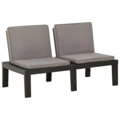 Bancs De Salon De Jardin Avec Coussins 2 Pcs Plastique Gris -Esprit Plein Air bancs de salon de jardin avec coussins 2 pcs plastique gris 3666722434751 810476