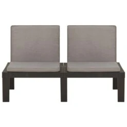 Bancs De Salon De Jardin Avec Coussins 2 Pcs Plastique Gris -Esprit Plein Air bancs de salon de jardin avec coussins 2 pcs plastique gris 3666722434751 810477