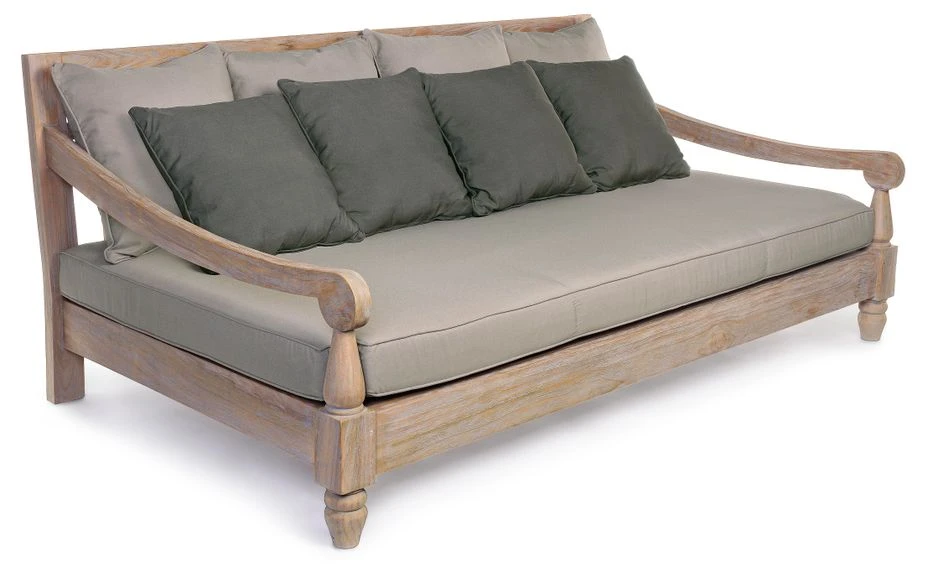 Canapé De Jardin En Bois Teck Avec Coussins Taupe Balou 1 Canapé De Jardin En Bois Teck Avec Coussins Taupe Balou
