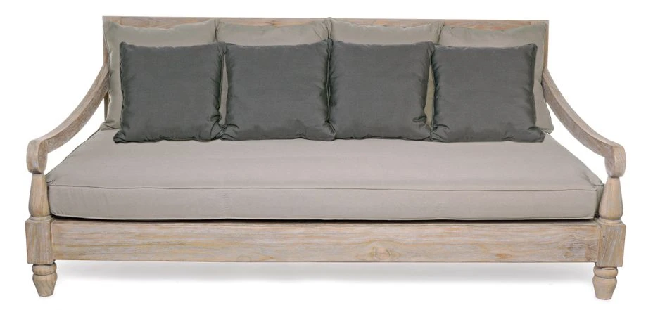 Canapé De Jardin En Bois Teck Avec Coussins Taupe Balou 2 Canapé De Jardin En Bois Teck Avec Coussins Taupe Balou – Image 2