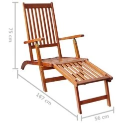 Chaise De Terrasse Avec Repose-pied Et Coussin Acacia Solide 12 -Esprit Plein Air chaise de terrasse avec repose pied et coussin acacia solide 3666722931021 840332