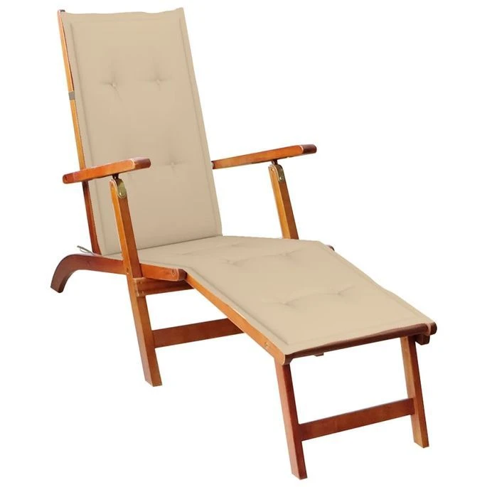 Chaise De Terrasse Avec Repose-pied Et Coussin Acacia Solide 2 1 Chaise De Terrasse Avec Repose-pied Et Coussin Acacia Solide 2