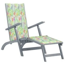 Chaise De Terrasse Avec Repose-pied Et Coussin Acacia Solide 26