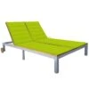 Chaise Longue 2 Places Avec Coussin Acacia Solide Et Acier 4