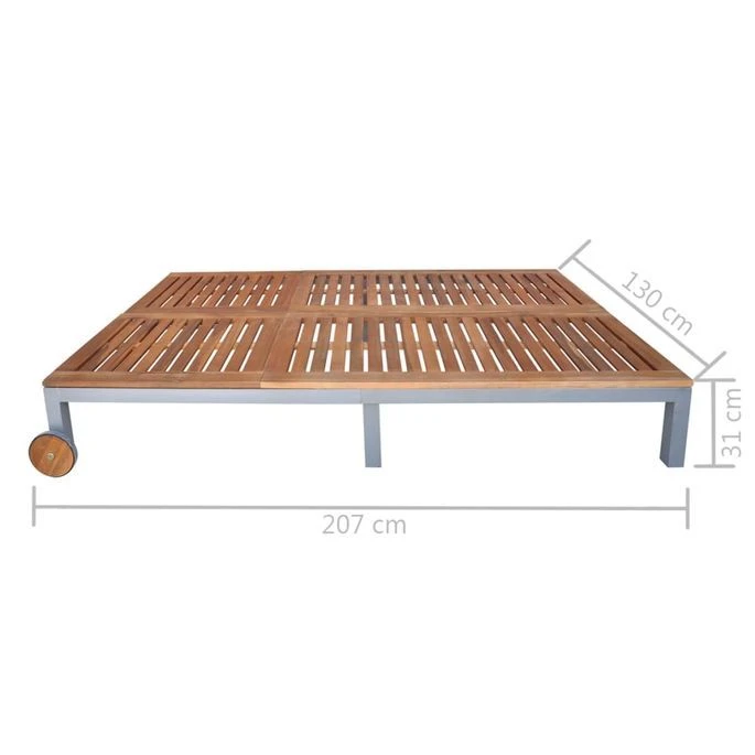 Chaise Longue 2 Places Avec Coussin Acacia Solide Et Acier 8 12 Chaise Longue 2 Places Avec Coussin Acacia Solide Et Acier 8 – Image 12