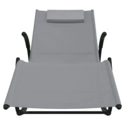 Chaise Longue à Bascule Gris Acier Et Textilène -Esprit Plein Air chaise longue a bascule gris acier et textilene 3666722119238 1365300