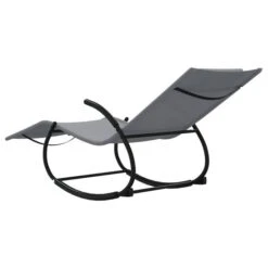 Chaise Longue à Bascule Gris Acier Et Textilène -Esprit Plein Air chaise longue a bascule gris acier et textilene 3666722119238 1365302