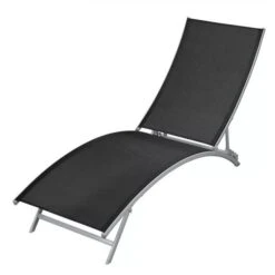 Chaise Longue Acier Et Textilène Noir 3