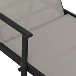 Chaise Longue Acier Et Tissu Textilène Gris -Esprit Plein Air chaise longue acier et tissu textilene gris 3666722133159 1327044