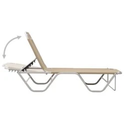 Chaise Longue Aluminium Et Textilène Crème -Esprit Plein Air chaise longue aluminium et textilene creme 3666722363310 936709