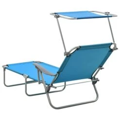 Chaise Longue Avec Auvent Acier Bleu -Esprit Plein Air chaise longue avec auvent acier bleu 3666722364010 936103