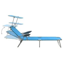 Chaise Longue Avec Auvent Acier Bleu -Esprit Plein Air chaise longue avec auvent acier bleu 3666722364010 936104
