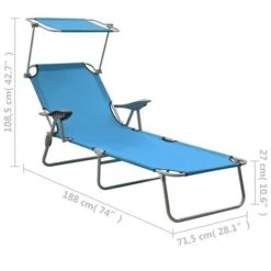 Chaise Longue Avec Auvent Acier Bleu -Esprit Plein Air chaise longue avec auvent acier bleu 3666722364010 936108