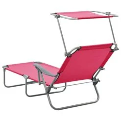 Chaise Longue Avec Auvent Acier Rose -Esprit Plein Air chaise longue avec auvent acier rose 3666722364003 936111