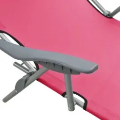 Chaise Longue Avec Auvent Acier Rose -Esprit Plein Air chaise longue avec auvent acier rose 3666722364003 936113