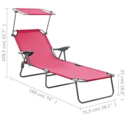 Chaise Longue Avec Auvent Acier Rose -Esprit Plein Air chaise longue avec auvent acier rose 3666722364003 936116