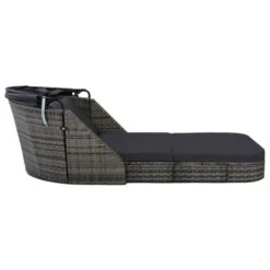 Chaise Longue Avec Auvent Résine Tressée Anthracite -Esprit Plein Air chaise longue avec auvent resine tressee anthracite 3666722530187 551396