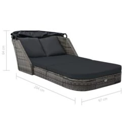 Chaise Longue Avec Auvent Résine Tressée Anthracite -Esprit Plein Air chaise longue avec auvent resine tressee anthracite 3666722530187 551400