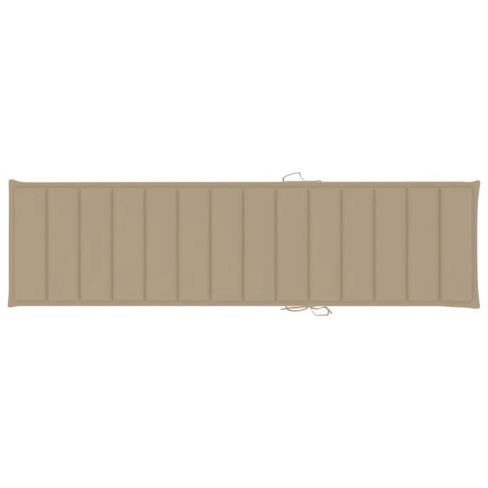 Chaise Longue Avec Coussin Beige Bois De Teck Solide 11 Chaise Longue Avec Coussin Beige Bois De Teck Solide – Image 11