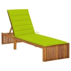 Chaise Longue Avec Coussin Bois D'acacia Solide 9