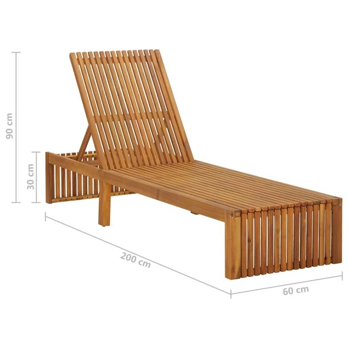 Chaise Longue Avec Coussin Bois D'acacia Solide 9 12 Chaise Longue Avec Coussin Bois D'acacia Solide 9 – Image 12