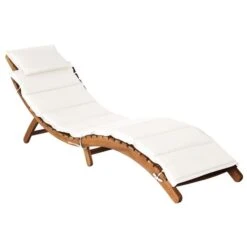 Chaise Longue Avec Coussin Bois D'acacia Solide Crème