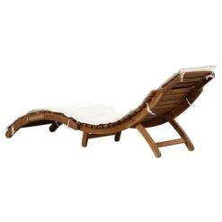 Chaise Longue Avec Coussin Bois D'acacia Solide Crème -Esprit Plein Air chaise longue avec coussin bois d acacia solide creme 3666722521390 584805