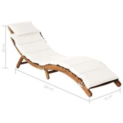 Chaise Longue Avec Coussin Bois D'acacia Solide Crème -Esprit Plein Air chaise longue avec coussin bois d acacia solide creme 3666722521390 584812