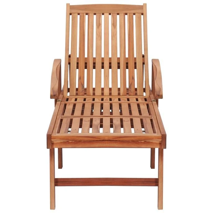 Chaise Longue Avec Coussin Noir Bois De Teck Solide 4 Chaise Longue Avec Coussin Noir Bois De Teck Solide – Image 4