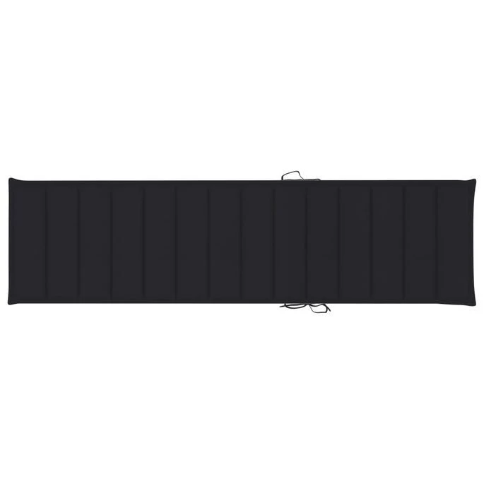 Chaise Longue Avec Coussin Noir Bois De Teck Solide 12 Chaise Longue Avec Coussin Noir Bois De Teck Solide – Image 12