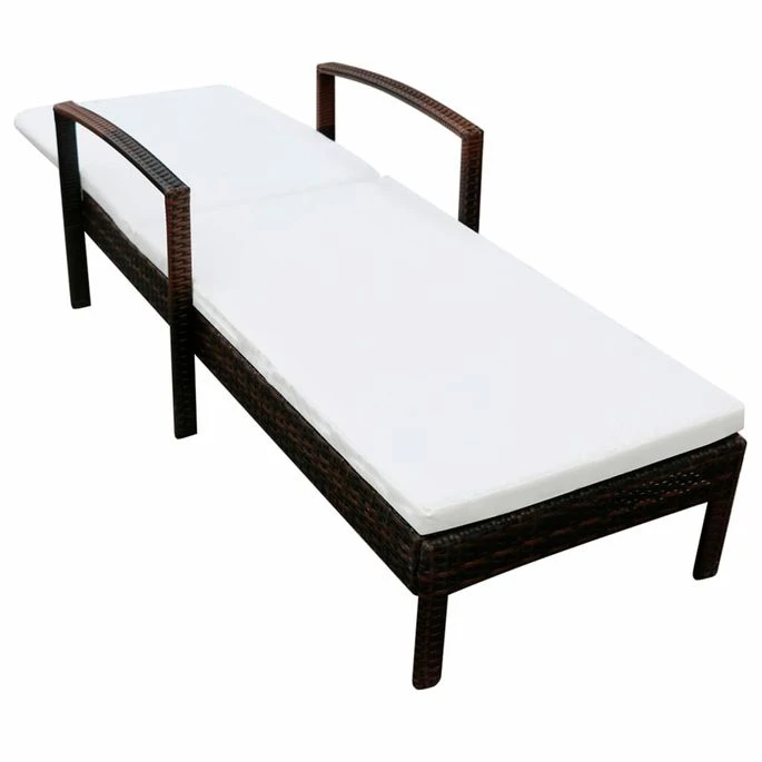Chaise Longue Avec Coussin Résine Tressée Marron 3 Chaise Longue Avec Coussin Résine Tressée Marron – Image 3
