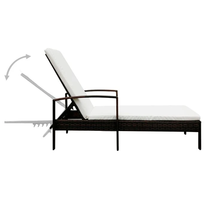 Chaise Longue Avec Coussin Résine Tressée Marron 4 Chaise Longue Avec Coussin Résine Tressée Marron – Image 4