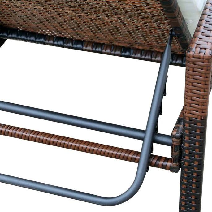 Chaise Longue Avec Coussin Résine Tressée Marron 7 Chaise Longue Avec Coussin Résine Tressée Marron – Image 7