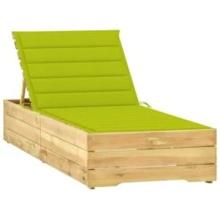 Chaise Longue Avec Coussin Vert Vif Bois De Pin Imprégné 3