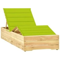 Chaise Longue Avec Coussin Vert Vif Bois De Pin Imprégné 4
