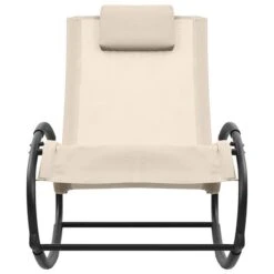 Chaise Longue Avec Oreiller Acier Et Textilène Crème -Esprit Plein Air chaise longue avec oreiller acier et textilene creme 3666722750943 1414479