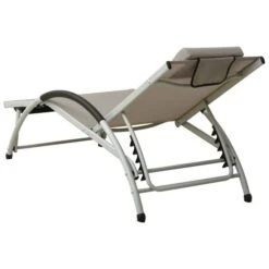 Chaise Longue Avec Oreiller Textilène Taupe -Esprit Plein Air chaise longue avec oreiller textilene taupe 3666722838566 936748