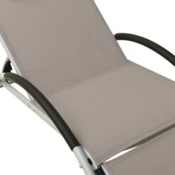 Chaise Longue Avec Oreiller Textilène Taupe -Esprit Plein Air chaise longue avec oreiller textilene taupe 3666722838566 936751